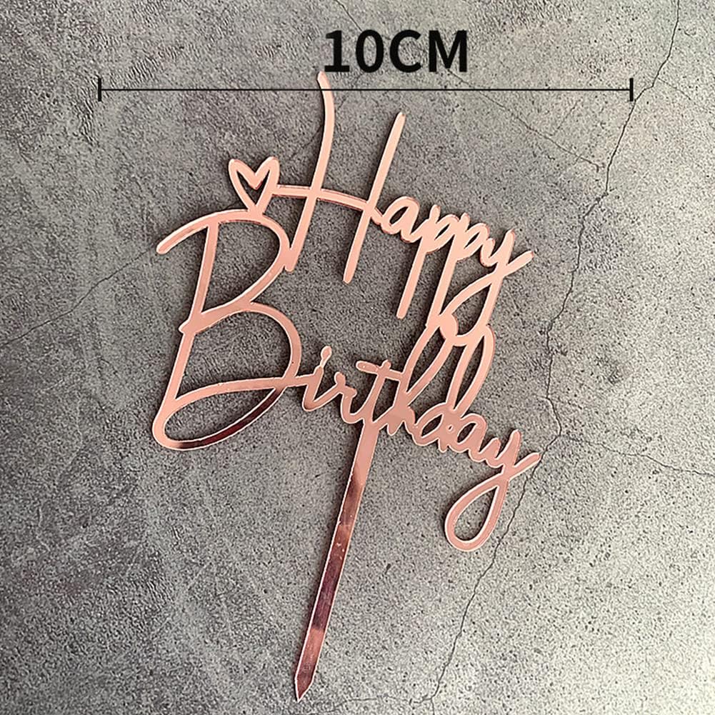 12Pcs Acrylic Happy Birthday Cake Toppers,Gold Double-Sided Cake Topper Cake Decoration for Birthday Party Cake Desserts