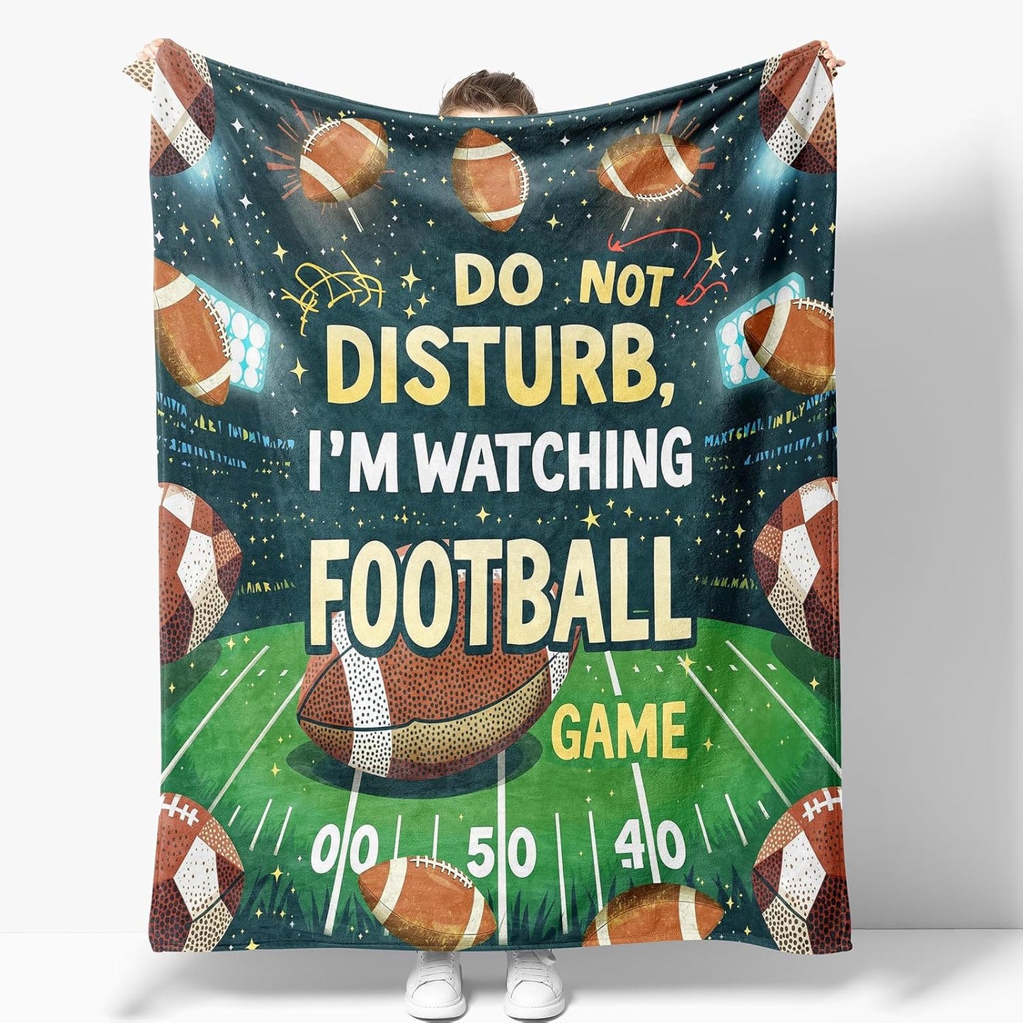 Football Blanket Gifts for Dad Boys Men Women Girls Birthday Christmas Valentines Present Football Theme Decor Home Bedroom Living Room Sofa Couch Soft Cozy Plush Kids Adults Teen Fleece Throw 60"x50"