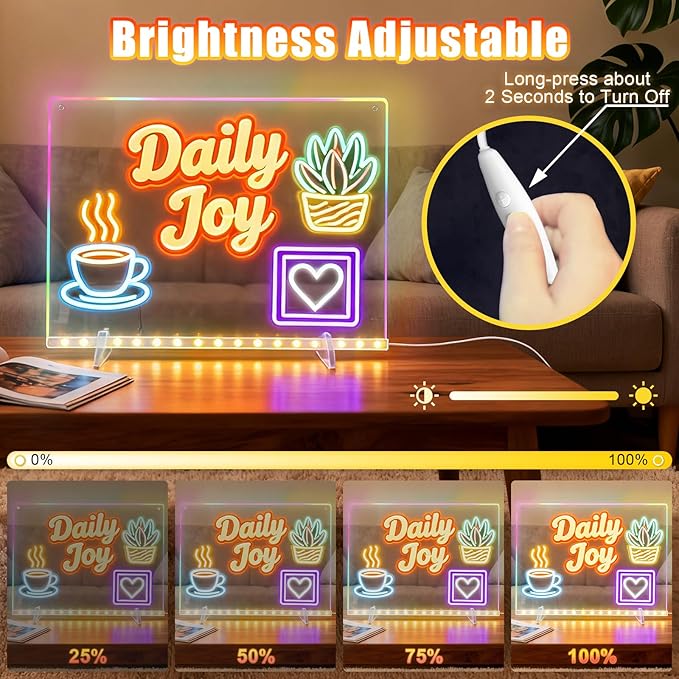 Led Note Board with Colors,16''Drawing Tablet,6 Modes & 8 Colors Light Up Drawing Board,Kids Toy with 13 Light Effects,Birthday Holiday Day Gifts for Girls & Boys Age 3+,7 Markers & Tracing Book