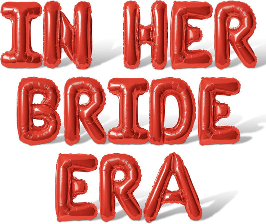 Letter Balloons - IN HER BRIDE ERA 16" Inch Alphabet Letters Foil Mylar Balloon Bachelorette Party Banner (Red)