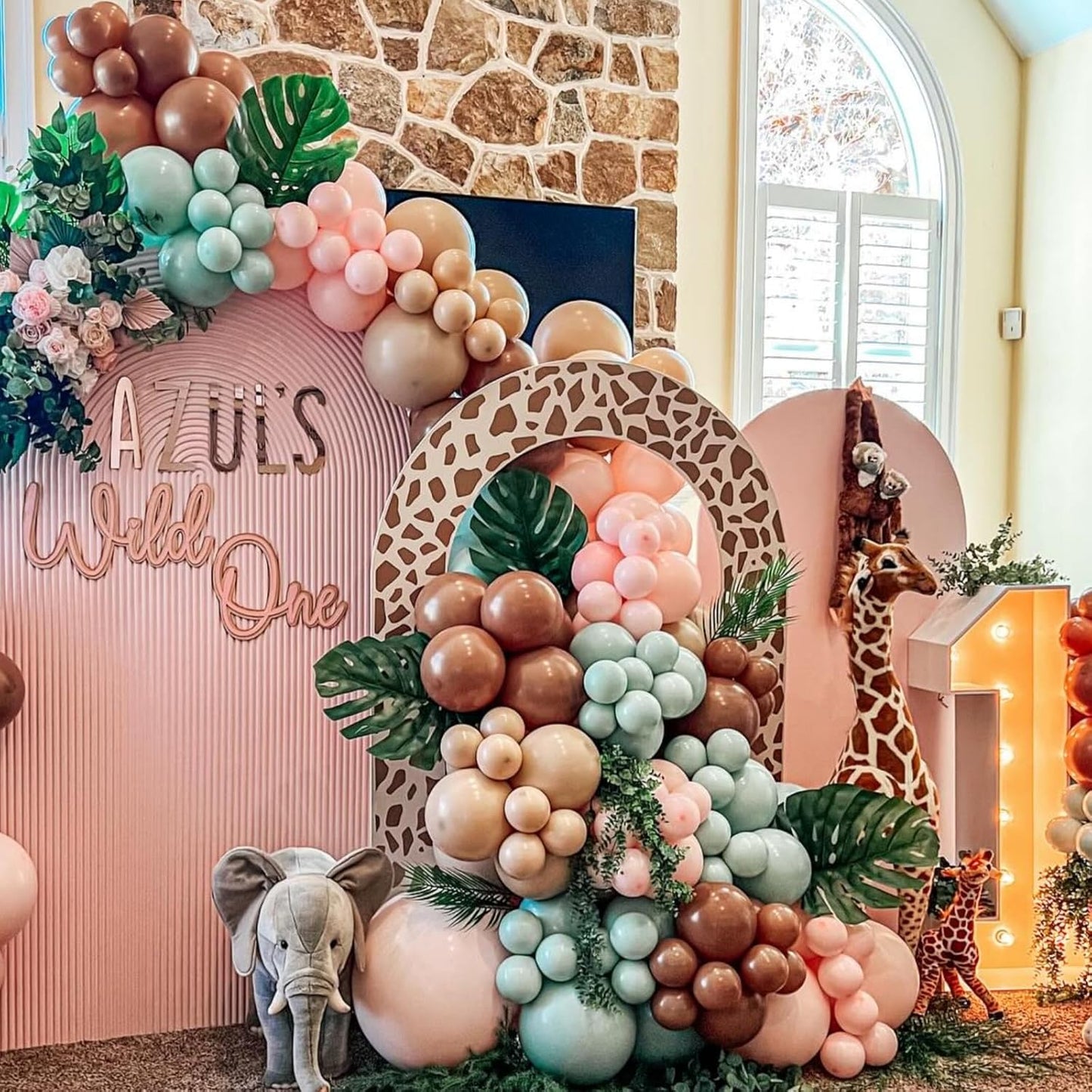 Sage Green Pink Balloons 12inch Dusty Green Pink Brown Balloon for Wild One Girls Birthday Safari Jungle Party Decorations Fog Green Beige Nude Blush Coffee Brown Latex Helium Balloon for Arch