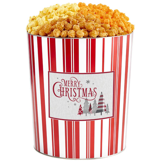 The Popcorn Factory Tins With Pop® 3.5 Gallon Merry Christmas Plaid Trees 3 Flavor