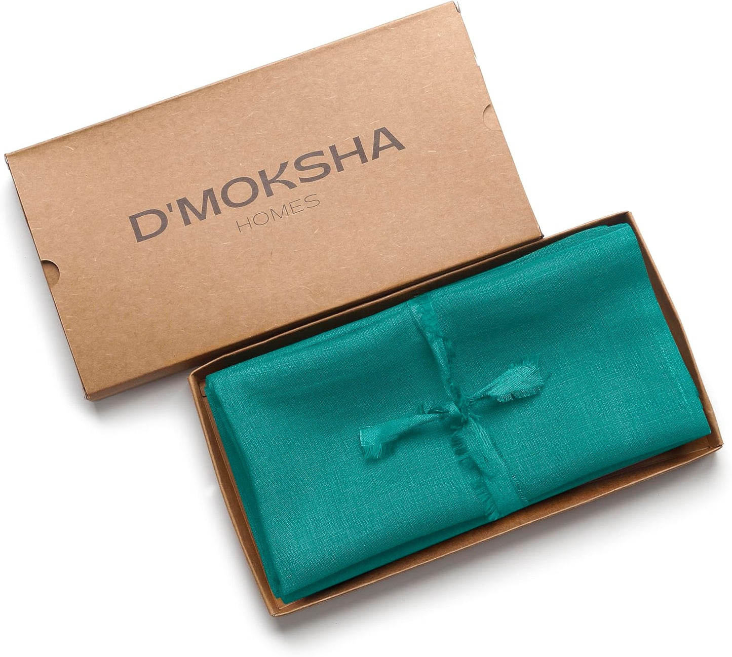 D'Moksha Homes Teal Blue Linen Napkins 18 x 18 Inch - 100% Pure Linen Cloth Washable Dinner Napkins Set of 4 for Fall, Thanksgiving, Holiday