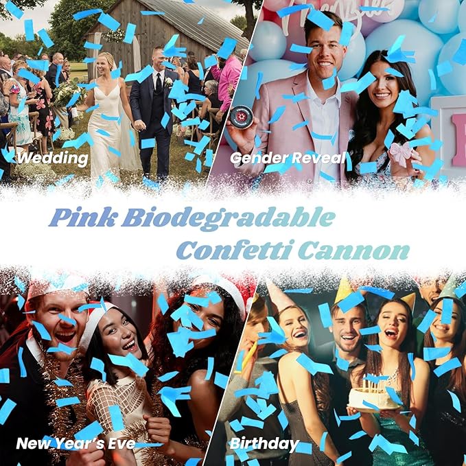 Confetti Cannon Blue Biodegradable Confetti Poppers 12Pack Party Poppers Confetti Shooters Blue Sticks for Wedding Graduation Engagement Anniversary Bridal Shower Valentines Day Birthday