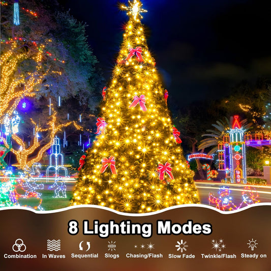 393 FT Christmas Lights 1000 LED Xmas Lights Outdoor Christams String Lights Waterproof 8 Modes & Timer, Fairy Lights Plug in for Weeding, Patio, Party, Holiday,Christmas Decor(Warm White)