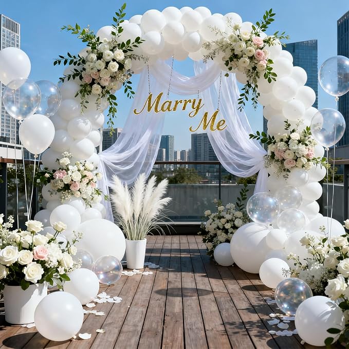 Patimate White Balloons - 30pcs 18 Inch White Latex Party Balloons for Engagement Anniversary Bachelorette Bridal Shower Wedding Baby Shower Birthday Party Decorations
