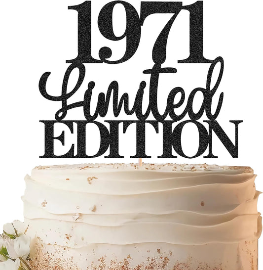 Limited EDITION 1971 Cake Topper - Black Glitter Happy 54th Birthday Party Cake Decoration Supplies, Cheer to 54 Years Cake Bunting Decor for 54th Birthday Party Photo Booth Props