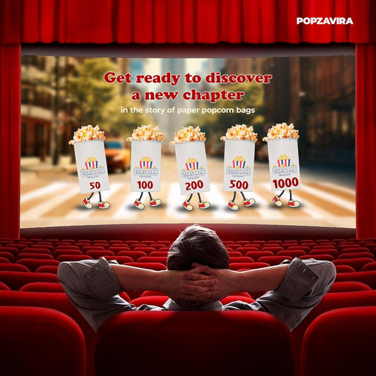 Upgrade Vintage Style Popcorn Bags - Flat Bottom, 2 oz, 1000psc - Individual Servings, Bulk - Perfect for Parties, Home Movie Nights, Carnivals - Disposable Supplies