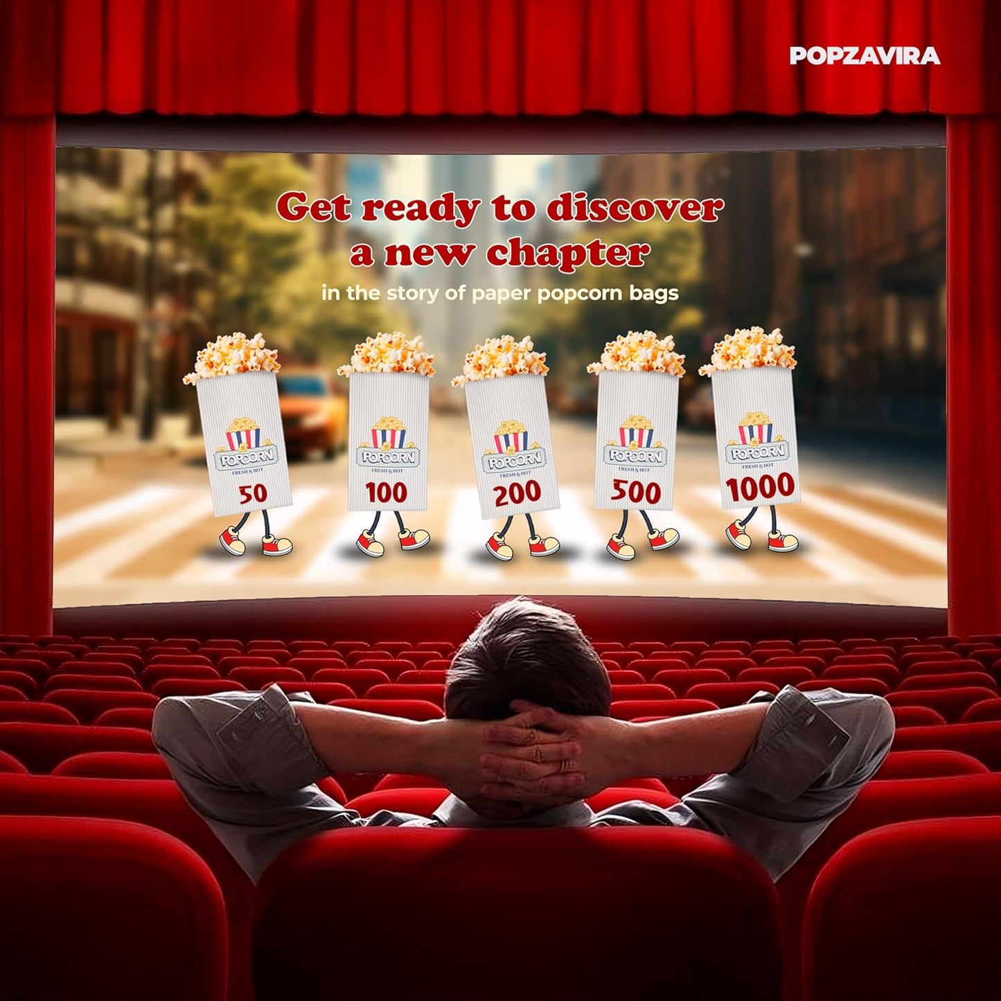 Upgrade Vintage Style Popcorn Bags - Flat Bottom, 2 oz, 500 psc - Individual Servings, Bulk - Perfect for Parties, Home Movie Nights, Carnivals - Disposable Supplies