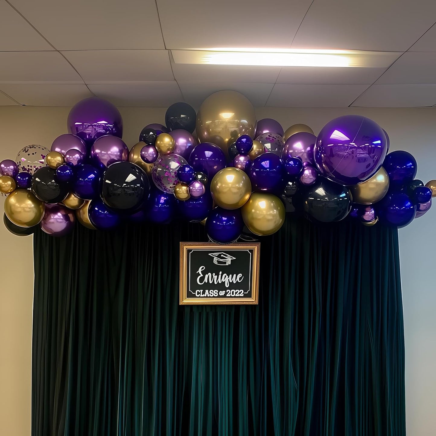 Purple Black and Gold Balloon Arch Kit Dark Purple and Gold Metallic Black Confetti Party Latex Balloons Garland for Women Wednesday Birthday Baby Shower Wedding Engagement Party Decorations