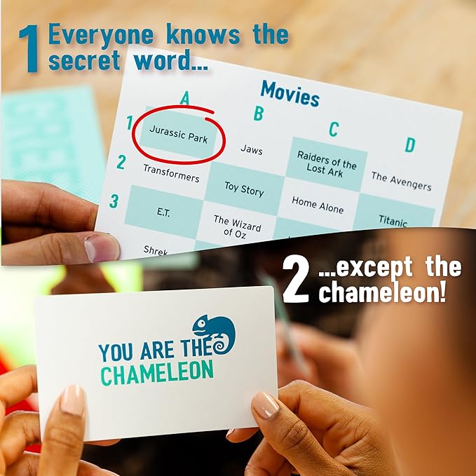 The Chameleon: Award-Winning Bluffing Board Game for Family, Adults & Friends | Includes 80 Extra Secret Words | Who is The Imposter?