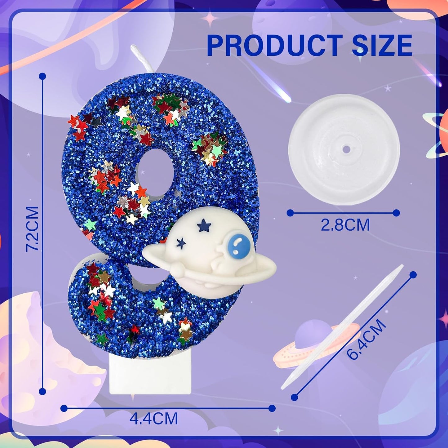 HXOUSE Spaceship Number 9 Birthday Candles - Outer Space Universe Birthday Candles for Cake, 9 Candle Topper for Anniversary Celebrations, Astronaut Rocket Party Decorations for Boys