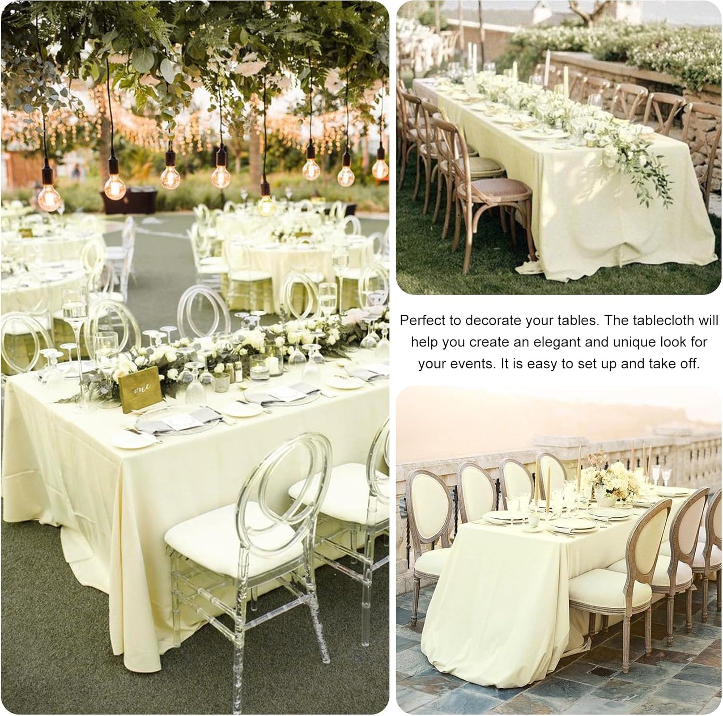 4 Pack Rectangle Tablecloth for 6 Foot Tables Washable Polyester Table Cover for Wedding Dining Table Parties Banquet（60x102 Beige）