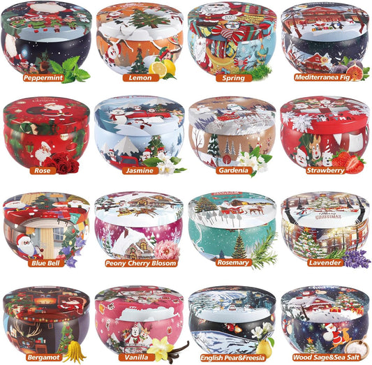 16Pack Christmas Scented Candles Gift- Aromatherapy Candle-Soy Wax-Long Lasting Burn time, Christmas Thanksgiving Gifts for Women，Advent &Home Decor.