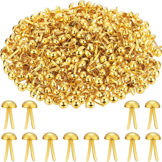 Hotop 500 Pcs Brads for Paper Crafts Metal Round Brass Paper Fasteners for Craft Art Crafting School DIY Supplies(0.24 x 0.47 Inch,Golden)