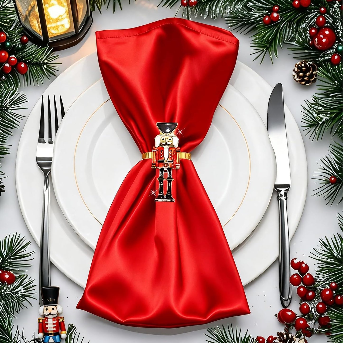 Christmas Nutcracker Napkin Rings Set of 6 for Thanksgiving New Year Xmas Wedding Banquet,Gold Nutcracker Solider Napkin Ring Holders for Baby Shower Brithday Family Gathering Table Decor