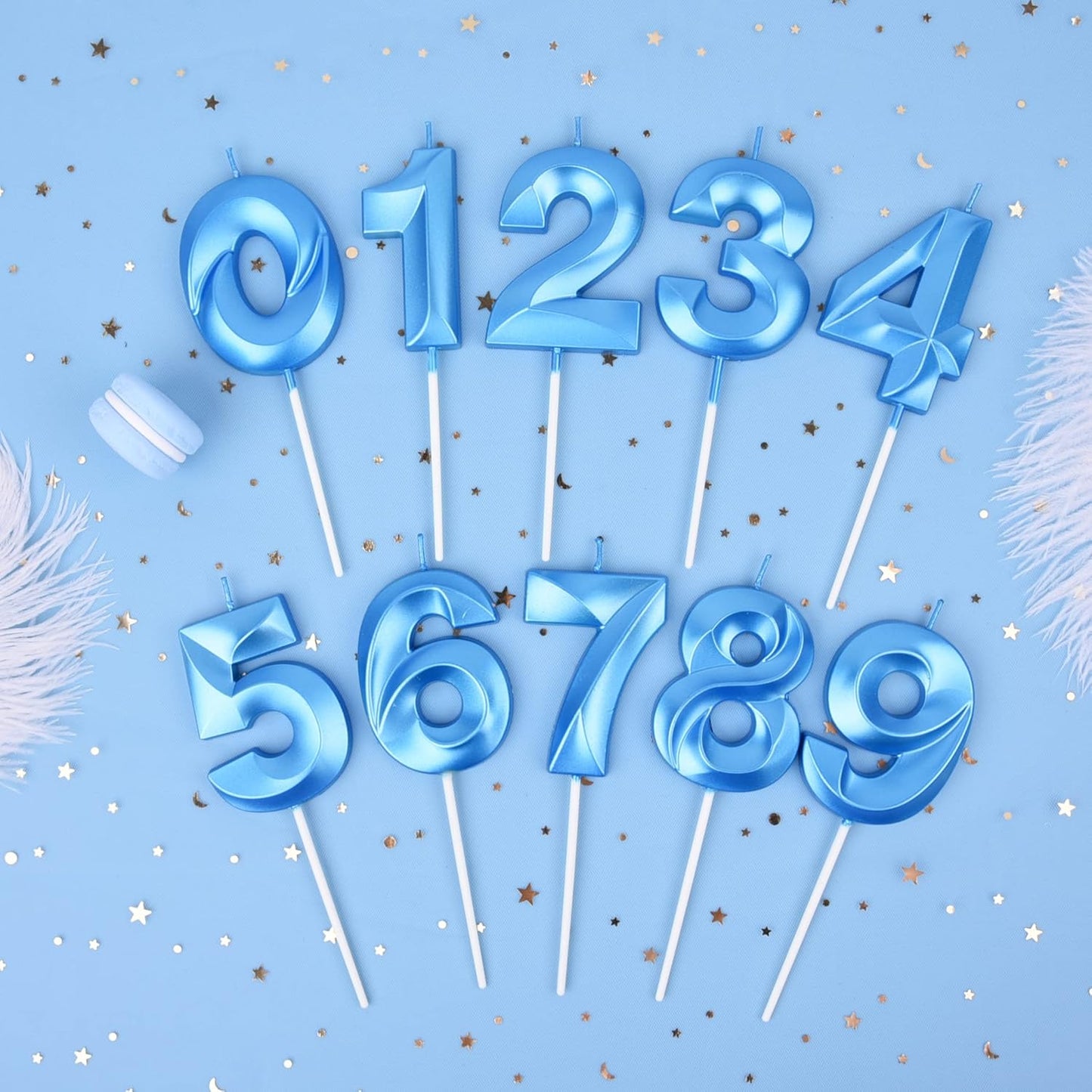 PHD CAKE 2.76 Inch Diamond Blue 6 Number Birthday Candles, Blue Number Candles, Cake Number Candles, Party Celebration