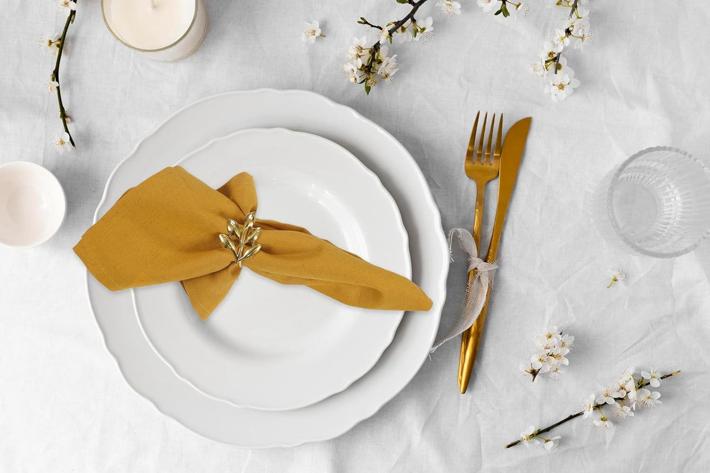 ANA Cloth Napkins Set of 6 (17.5x17.5) inch 100% Cotton Dinner Napkin Washable Hotel Quality Reusable Kitchen & Table Linen for Fall Thanksgiving Family Dinners Weddings & Everyday Use - Mustard
