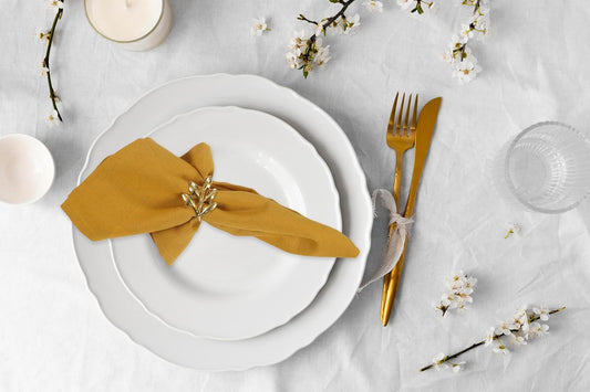 ANA Cloth Napkins Set of 6 (17.5x17.5) inch 100% Cotton Dinner Napkin Washable Hotel Quality Reusable Kitchen & Table Linen for Fall Thanksgiving Family Dinners Weddings & Everyday Use - Mustard
