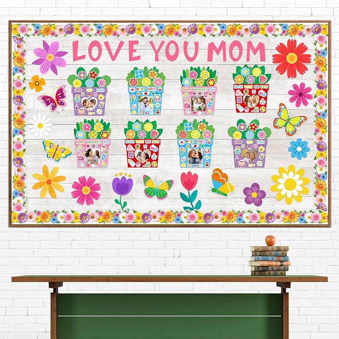 MOUNMDA 30 Pack Mothers Day Photo Frame Craft Kits Love Mom Picture Frame Craft Kits for Mother's Day Gift Decoration Classroom Party Activity
