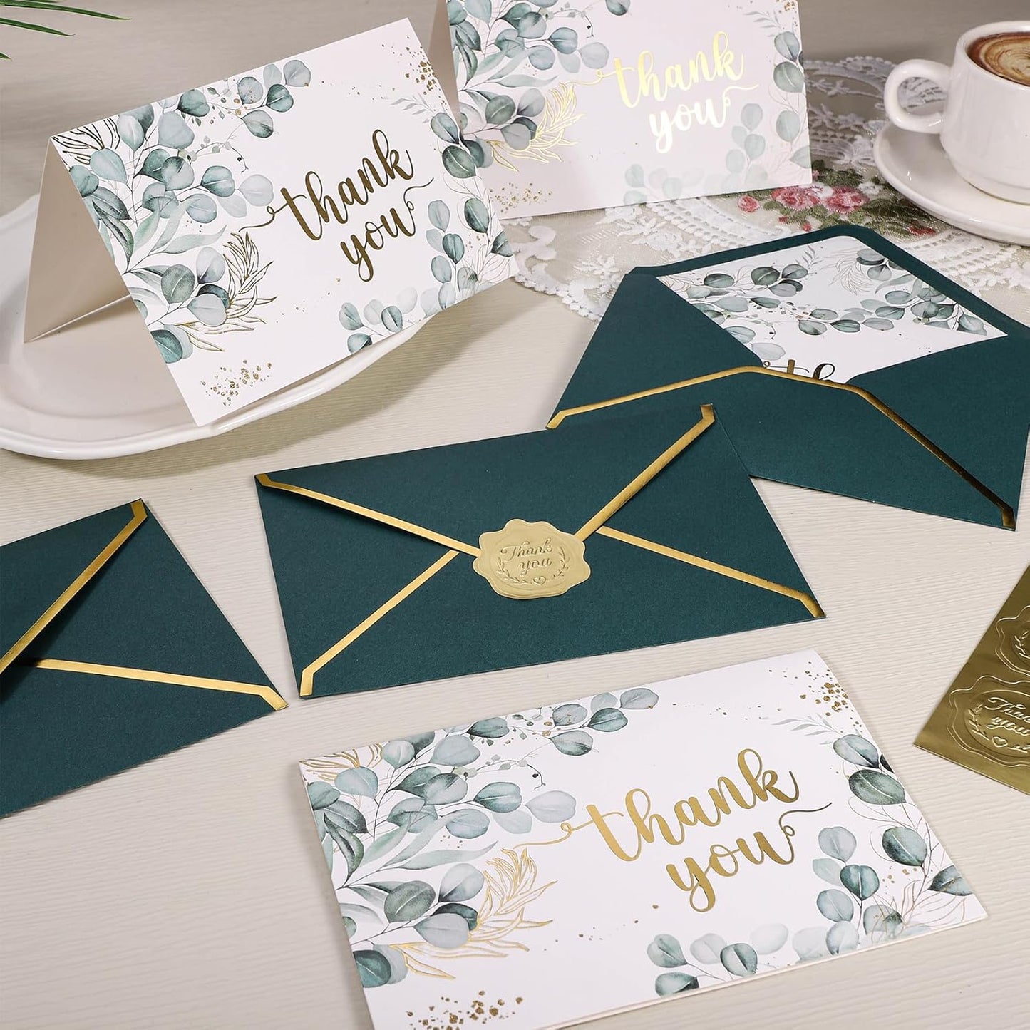 50 Pack Thank You Cards with Envelopes, 4x6 Inch Thank You Cards Bulk Blank Notes Card with Envelopes & Stickers for Wedding, Baby Shower, Bridal Shower, Birthday, Thanksgiving, Christmas
