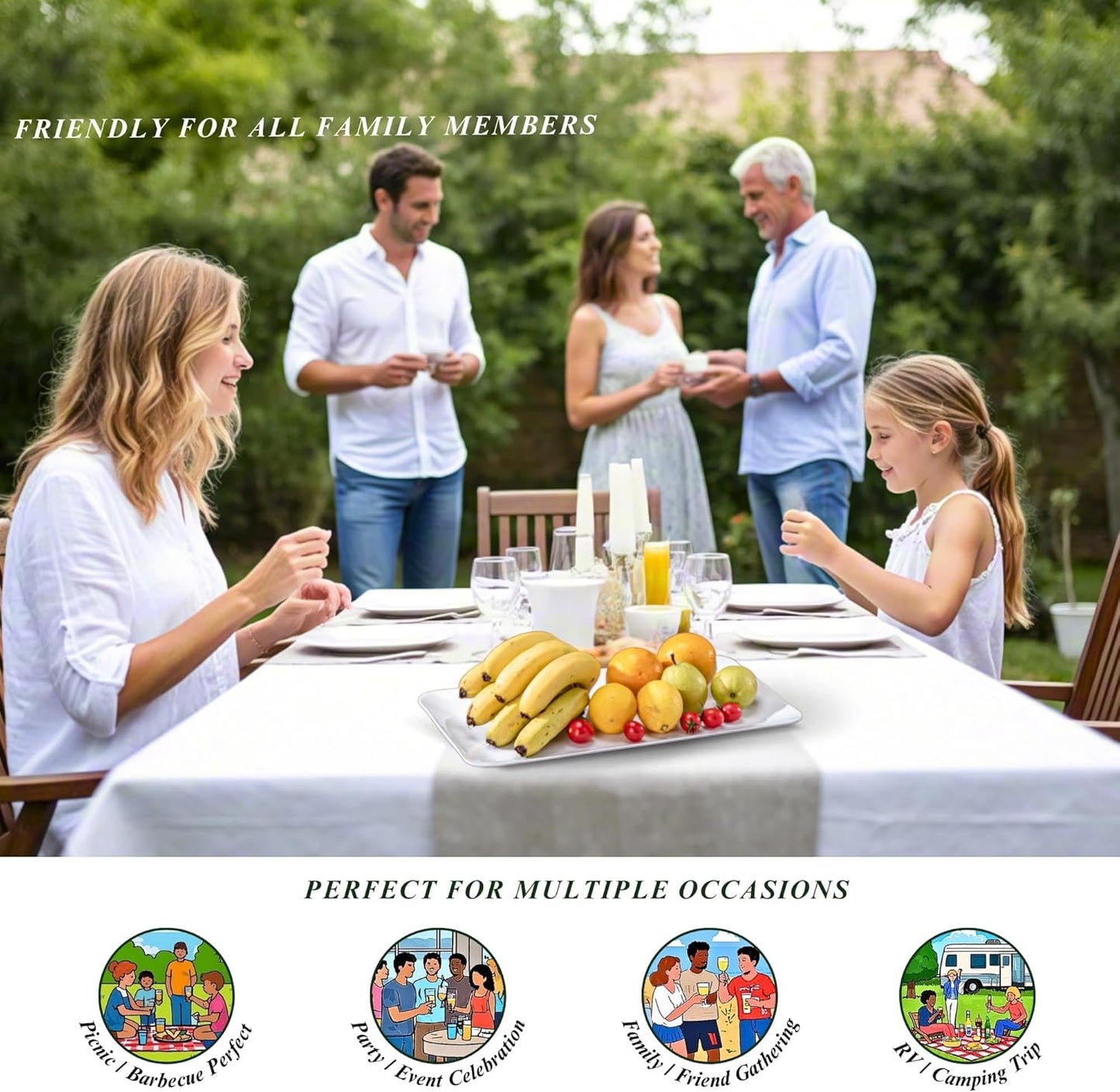 17-Inch Melamine Tray (Set of 2) - Unbreakable and Reusable Plastic Platters with Ceramic Feel, Stackable and Dishwasher-Safe - Versatile for All Meals