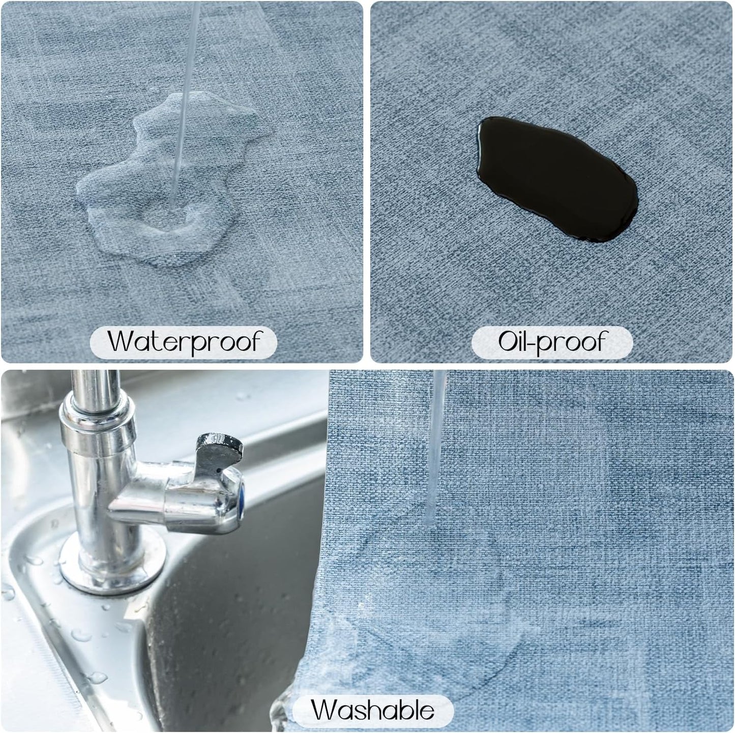 Romanstile Reversible Vinyl Placemats Set of 6, Faux Leather 100% Waterproof Oil-Proof Wipeable Place Mats, Heat Resistant Dual Sided Table Mats for Kitchen/Dining/Party (Grey Sky Blue, 12 x 17 Inch)