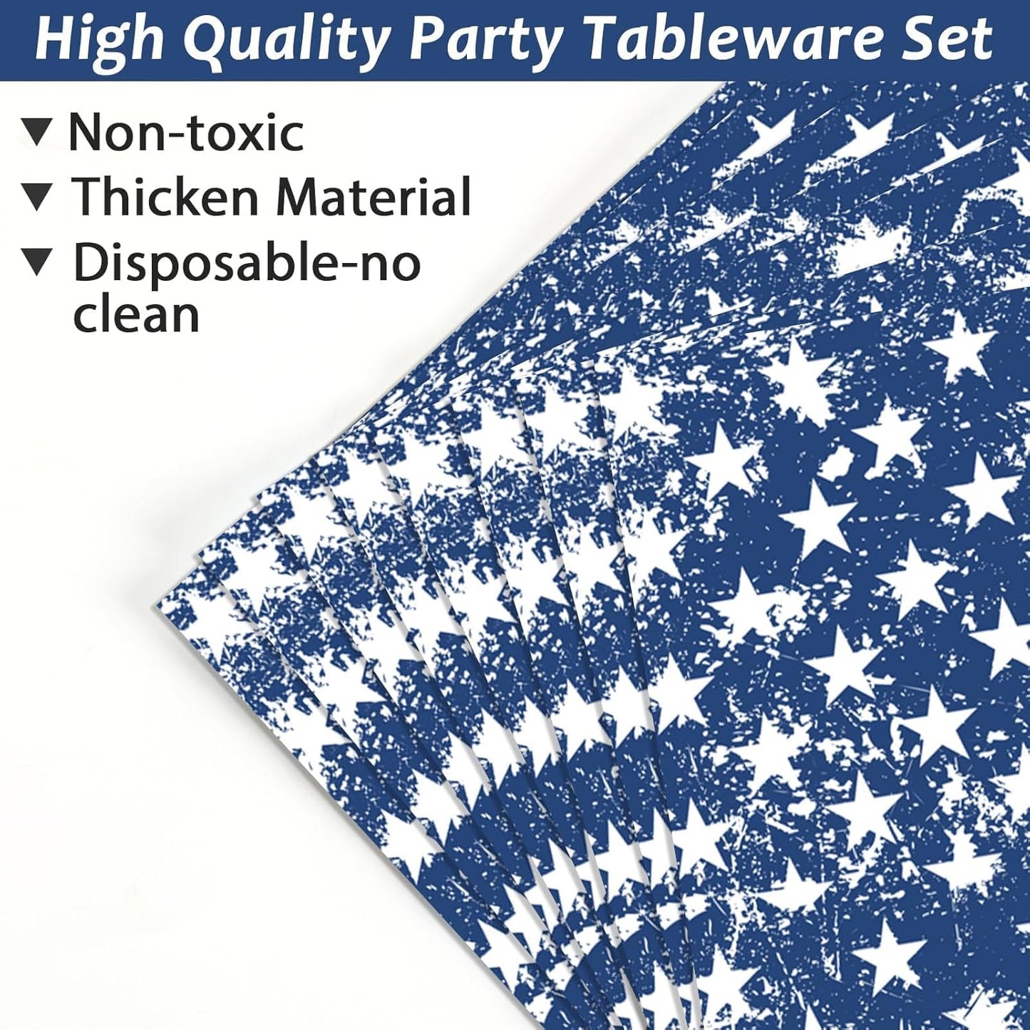 America's 50 Guests Patriotic Party Set: Flag Decorations, Plates & Napkins - 4th July, Memorial Day, Election Day Pack of 200PCS