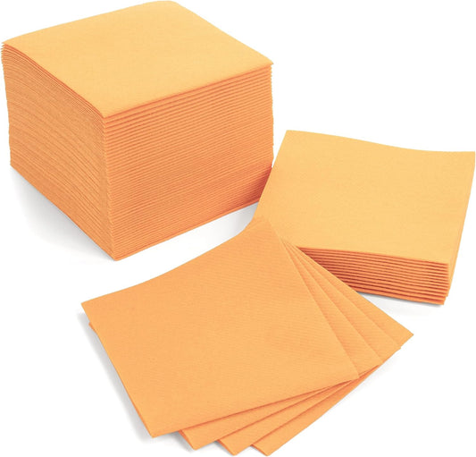 AMERICAN HOMESTEAD Peach Cocktail Napkins - Premium 4"x4" Disposable Linen-Like Beverage Napkins - Bulk Square Party Bar Serviettes for Weddings, Parties, Events, and Everyday Use - 100 Count