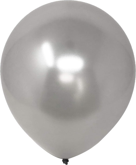 Allgala Latex Balloons for Parties | Helium Grade Bulk Balloon Pack | Ideal for Birthday Party Decorations, Baby Shower, Christmas Party | Colored Balloons for Events | 100ct 12" - Silver