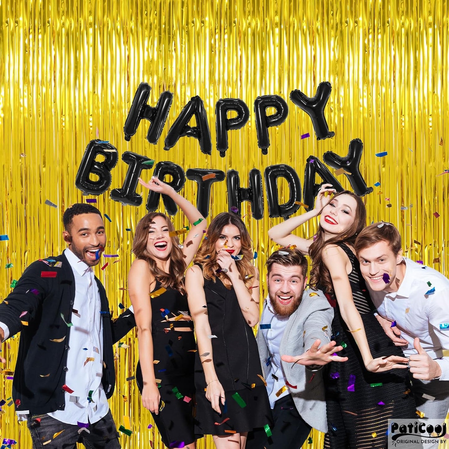Gold Streamers Graduation Decorations - Thicken 2 Pack 3.2 x 8.2 FT - Golden Tinsel Foil Fringe Backdrop Curtains Party Backdrop for Birthday, Prom, Hollywood, Anniversary Party Decorations