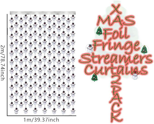 Snowman Party Decorations - 2 Packs Silvery Foil Fringe Streamers Curtains for Bachelorette, Birthday Backdrop Decorations,Bridal Shower Party Decorations (3.3x6.6 ft)