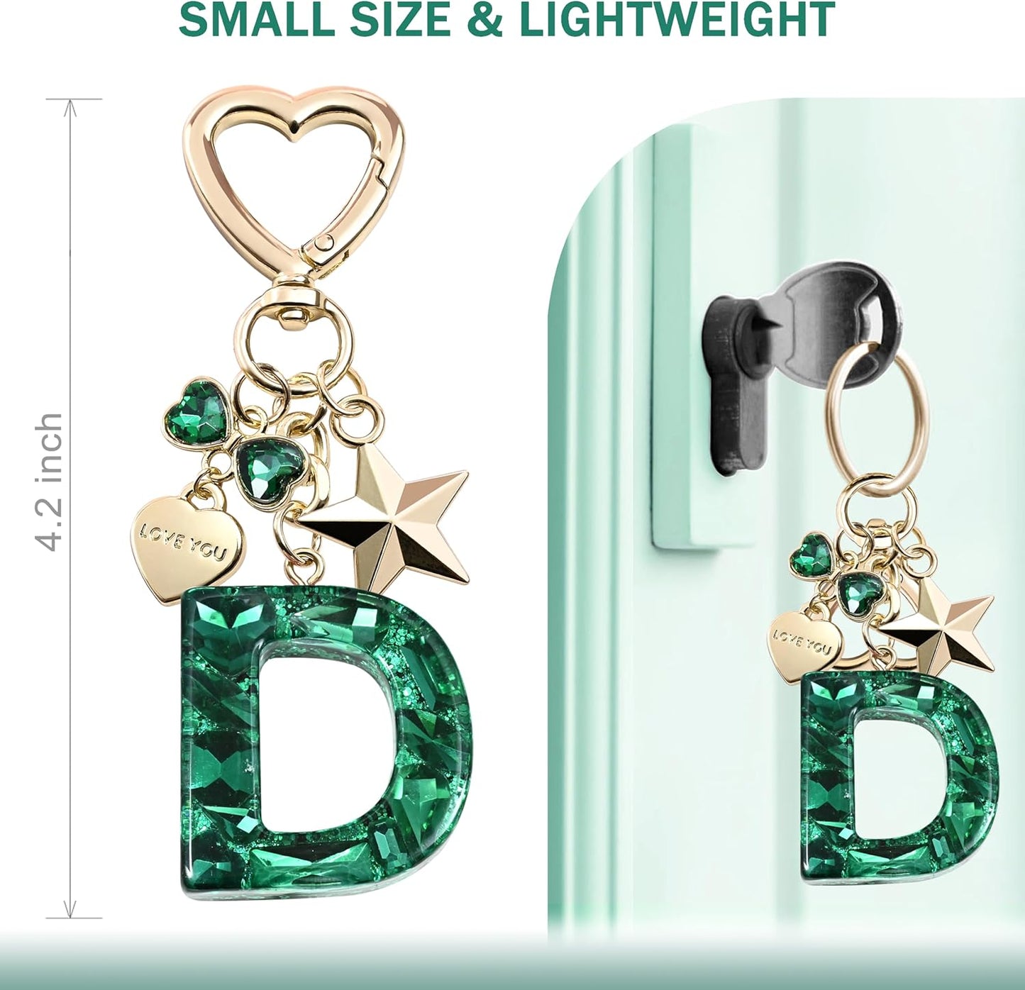 Cute Bling Keychain initial Letter Butterfly Star Pink Purple Gift for Women Girls Bag Cup Charms Accessories