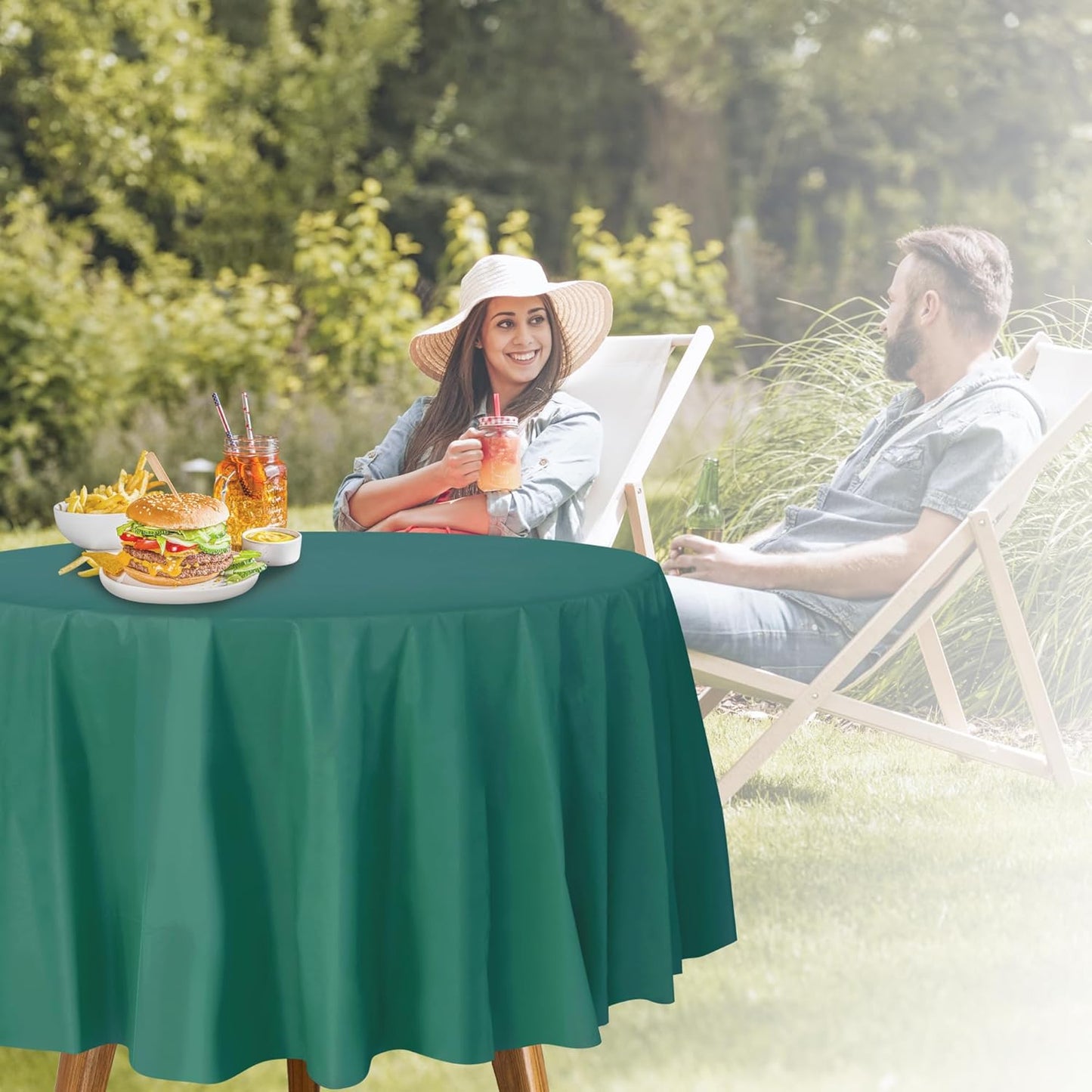 Green Disposable Plastic Tablecloth for Round Tables (36 Pack) Table Cloths for Parties, Events & Weddings, Indoors & Outdoors, 84 inches, Plastic Table Cover