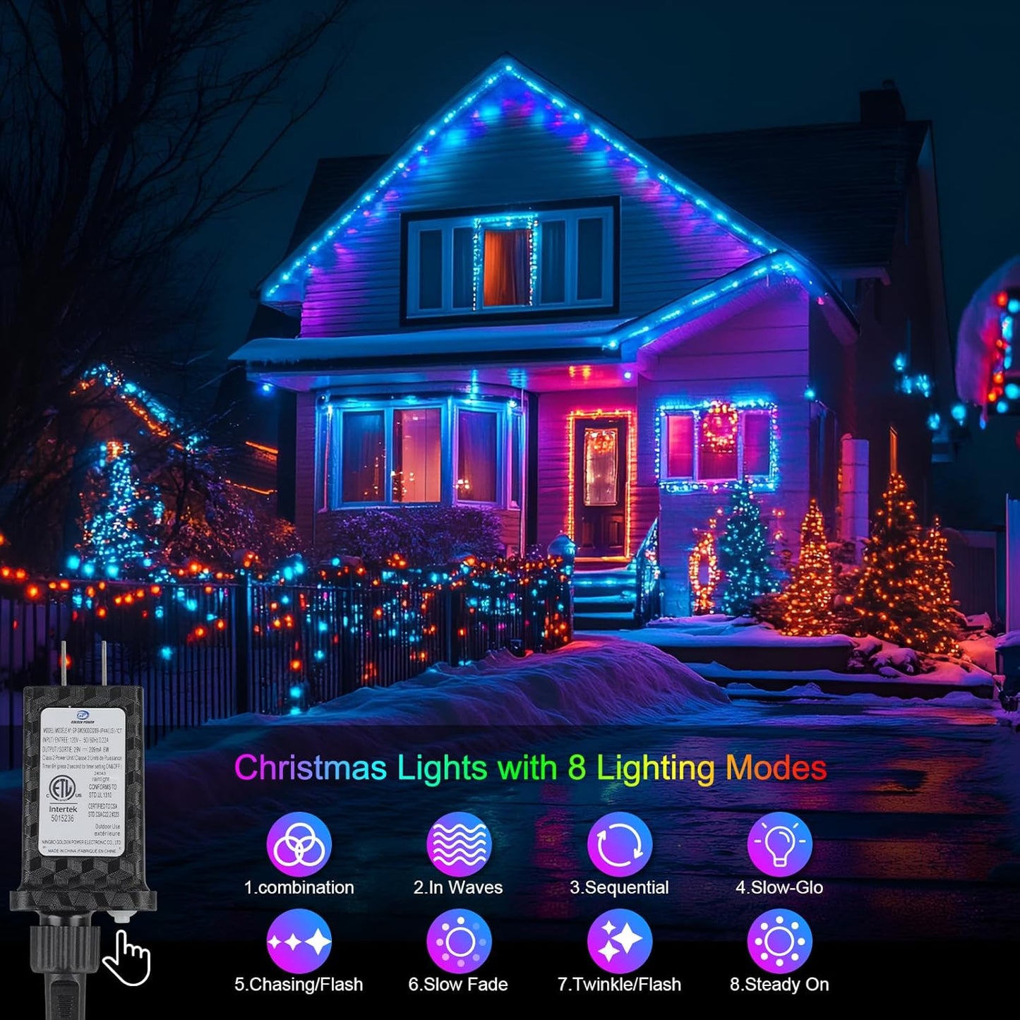 33FT 100LED Christmas Lights Plug in,Outdoor Indoor Connectable Fairy Lights with Timer and 8 Modes,Christmas Tree Lights for Garden Party Wedding Christmas Decoration(Multi-Color