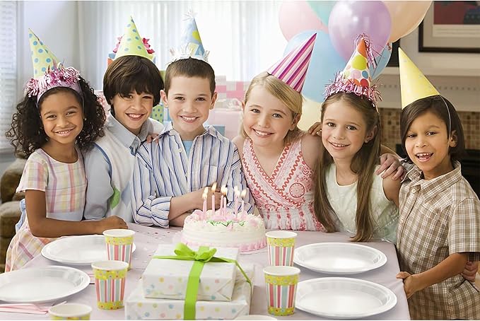 Party Solids White Plastic Plates For Party Supplies, White Disposable Plates 100 Pieces - 50-7" & 50-9" Heavy Duty 350 GSM Disposable Dinnerware Sets, Plastic Dinnerware Sets