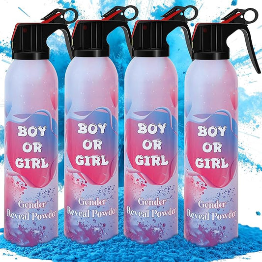 4 Pack Gender Reveal Smoke Bombs, Powder Spray Blue Color Blasters for Baby Boy Reveal Party Baby Shower Decorations Outdoor Reveal Cannon, Long Lasting 14s Thick Smoke for Photos & Videos