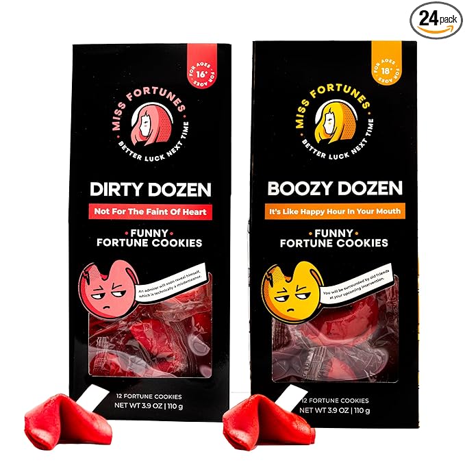 Miss Fortunes, Funny Fortune Cookies, The Two-Pack Shakur (Multi-pack of 2 Dozen Cookies) (Dirty Dozen + Boozy Dozen), 24.0 Count