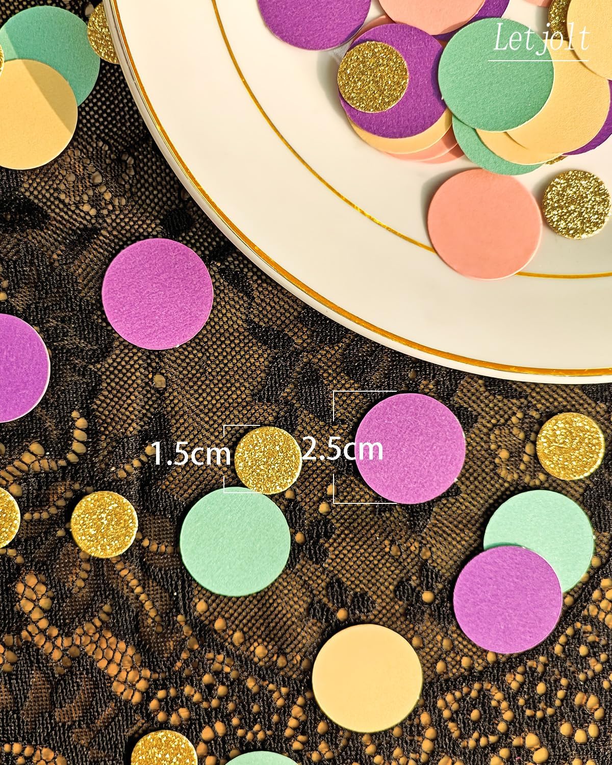 Party Confetti Glitter Golden Teal Scatter Table Decoration Surprise Paper Craft Supplies Rainbow Birthday Party Baby Shower Party Anniversary Wedding Gift Circle Dots Decor 100 Pcs