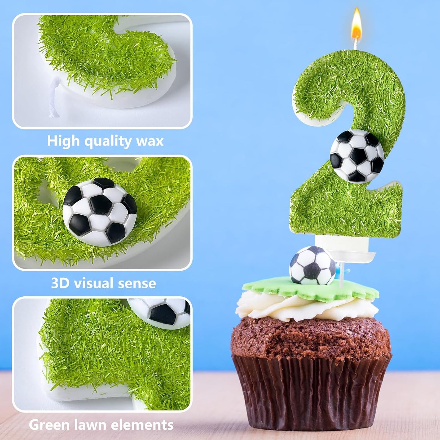 20th Birthday Candles，Soccer Birthday Decorations，Suitable for Girl and boy Cake Toppers, Wedding Cakes, Anniversaries, Party Celebrations, Birthday Decorations