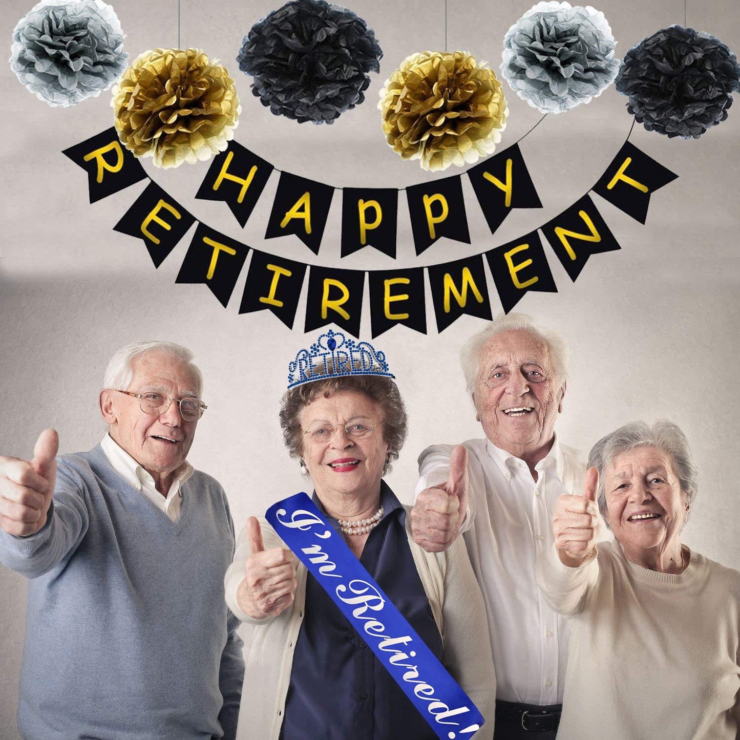 JETKONG Retirement Party Decorations Retired Tiara/Crown, Retired Sash for Women Retirement Gifts, Retirement Party Supplies, Gifts, Favors (Dark Blue)