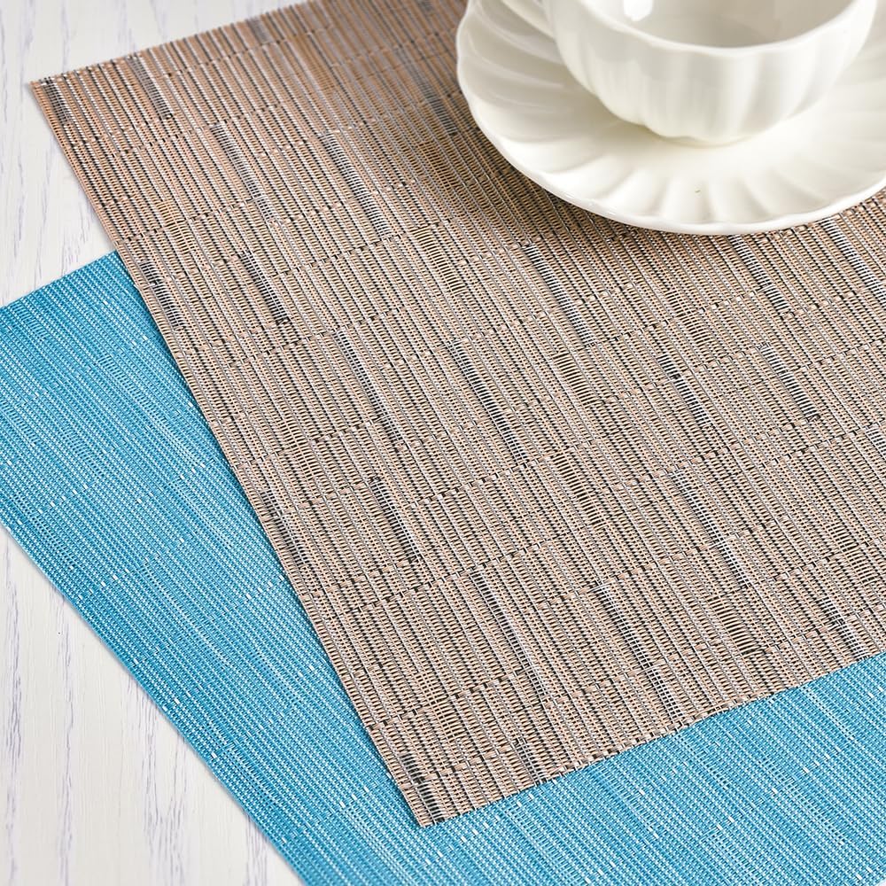 homEdge PVC Placemat, 4 PCS of Non-Slip Heat Resistant Place Mats, Washable Vinyl Placemats, Set of 4-Tan