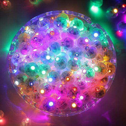 ZGWJ 100PCs Balloon Lights, Mini Round Led Ball Light up Balloons for Paper Lantern, Neon Party Lights Easter Eggs Christmas Halloween Birthday Party Wedding Decoration