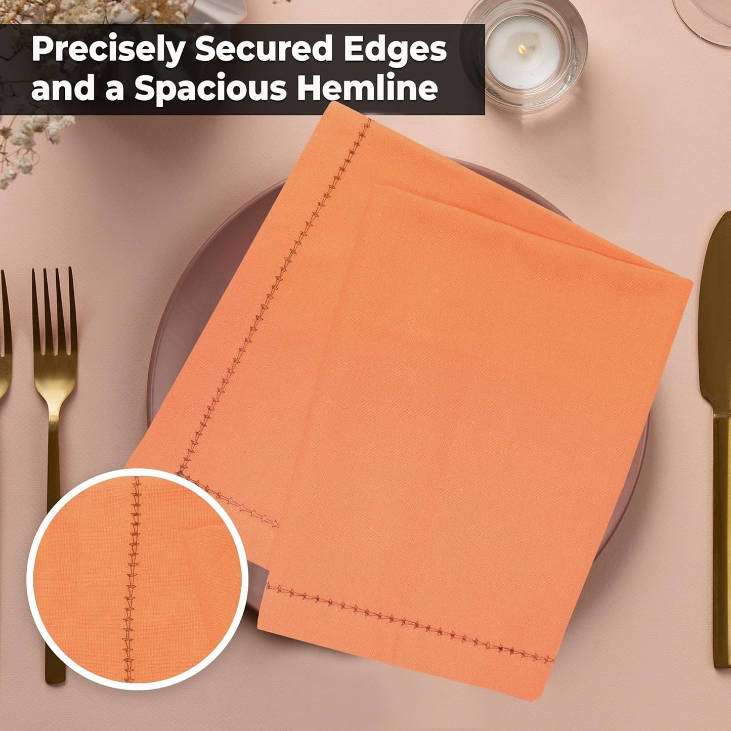 Urban Villa Halloween Cloth Napkins Orange Black Dinner Napkins Set of 12 100% Cotton Hemstitch Washable Absorbent Napkins Soft Durable Reusable-Ideal for Everyday Use Parties Wedding Thanks Giving