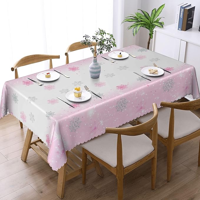 Christmas Tablecloth Christmas Trees Snowflake Colorful White Black Green Blue Yellow Table Cover Washable Seasonal Table Decor for Party Picnic Dinner 60x110 Inch Rectangle