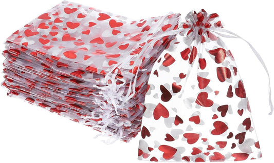uxcell 100 Pcs Valentine Treat Bags, 7.1" X5.1" Cello Treat Bags with Twist Ties, for Cookie Candy Wrapping Supplies, White