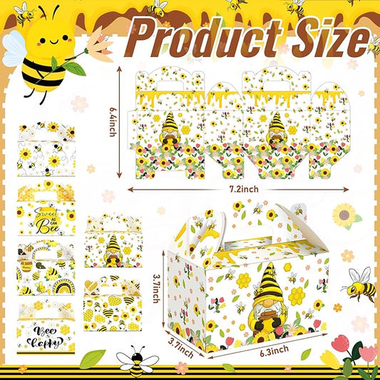 24 Pcs Bee Candy Boxes with Handles Bee Party Favors Treat Boxes Goodie Bags Candy Gift Bags for Birthday Party Baby Shower Wedding Supplies