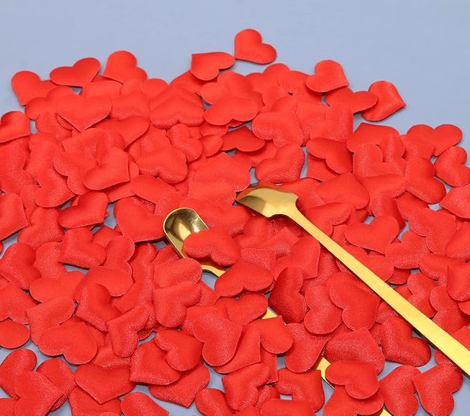 ONLYKXY 200Pcs Sponge Confetti Flower Decor Heart Shape Petals Table Wedding Decoration Glitter Scatter for Wedding Party Valentine's Day Scatter Ponge Petal Confetti (Red)