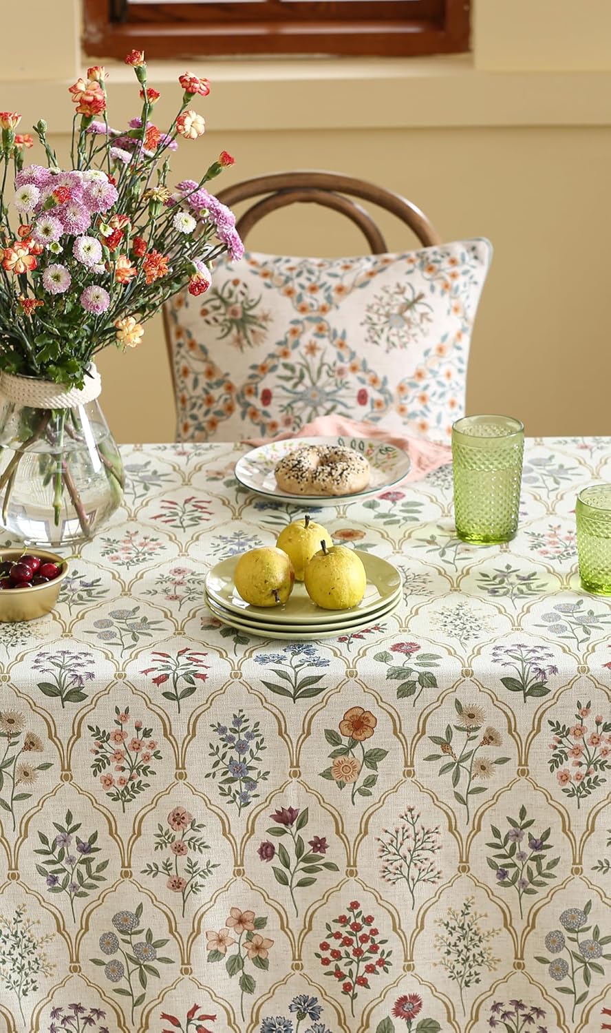 ISAENNE Designer Small Square Tablecloth,Western Linen Colorful Floral Indoor Table Cloth,Wrinkle Resistant Decor Tablecloths for Dining Thanksgiving Kitchen Christmas,55"*55"-Serenity B