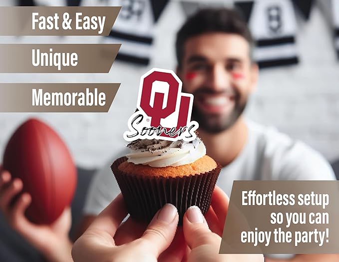 University of Oklahoma Party Supplies for Football, Birthday Gift, Graduation Party Banner and Cake Toppers (42 Pieces) (Oklahoma Sooners)